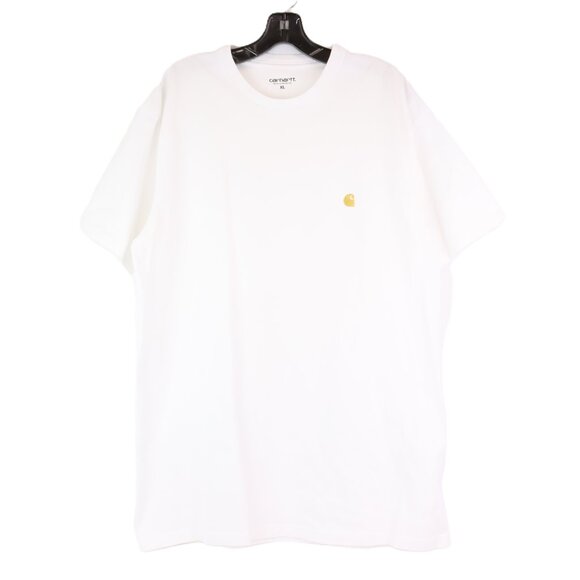 Pre-Owned Carhartt WIP Chase Short Sleeve Cotton T-Shirt in White Size XL - Picture 1 of 5
